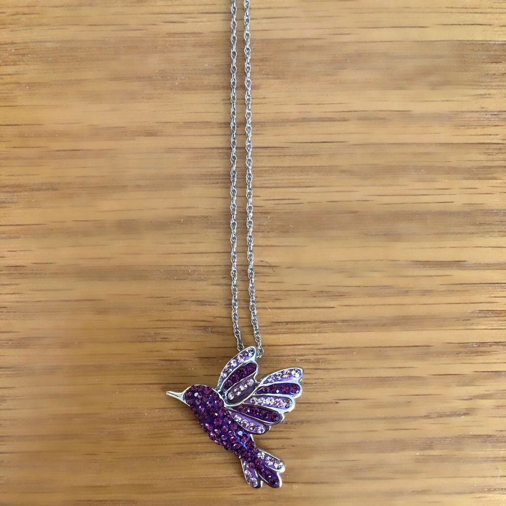 Sterling Silver Necklace, Purple Swarovski Crystal